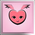 Little heart with smile and wings cute smile in pinkk colore Royalty Free Stock Photo